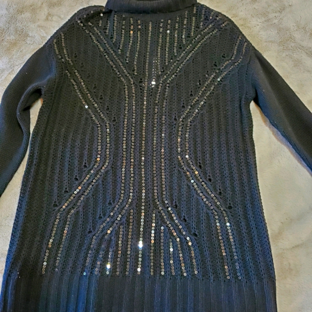 BCBG Maxazria Sequined Crochet Sweater